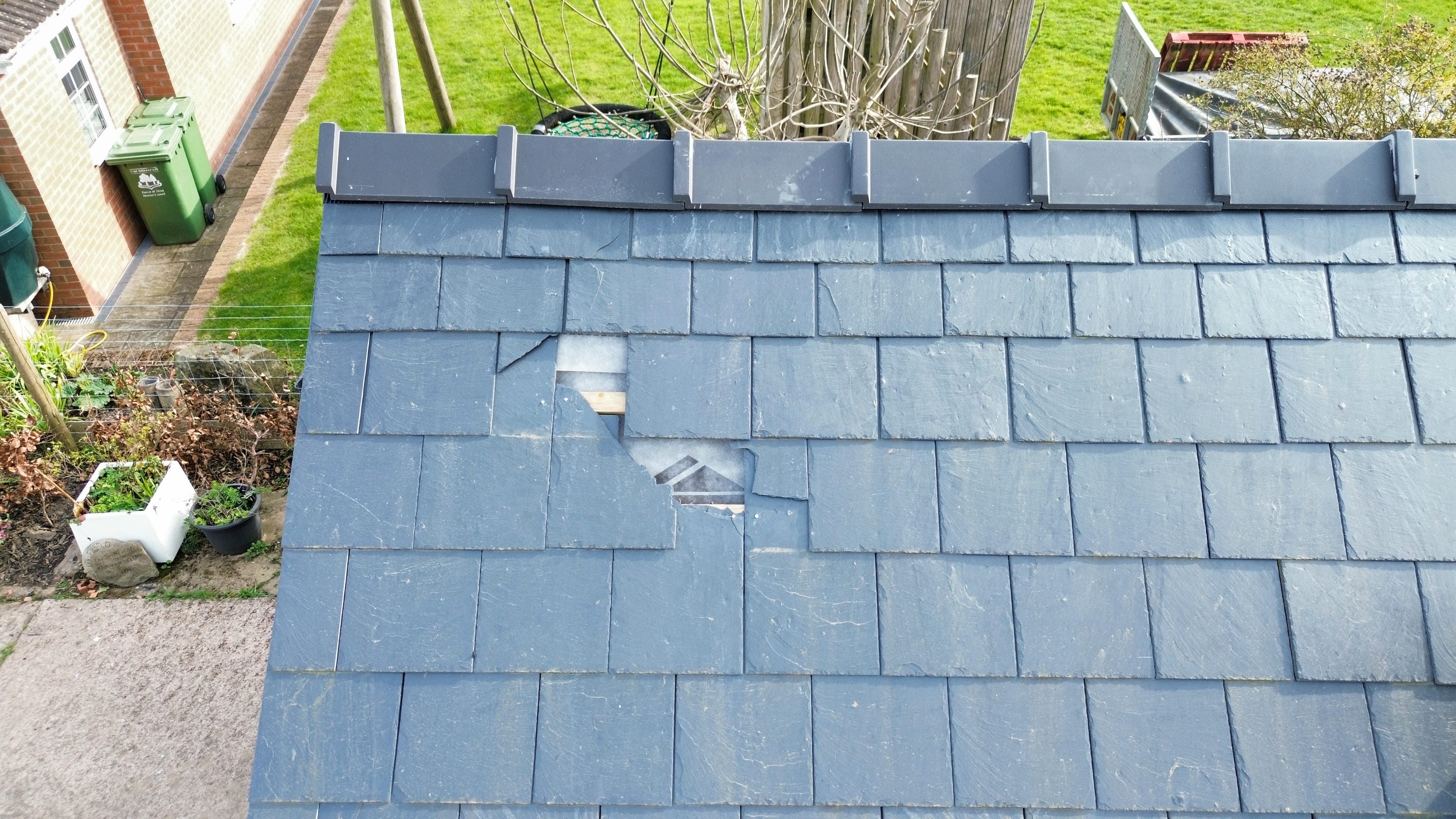 Slate roof condition survey — detailed 4K aerial imagery